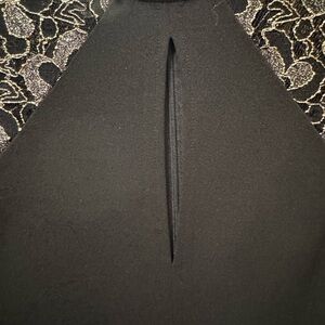 VENUS Black and Gold Lace Midi Dress